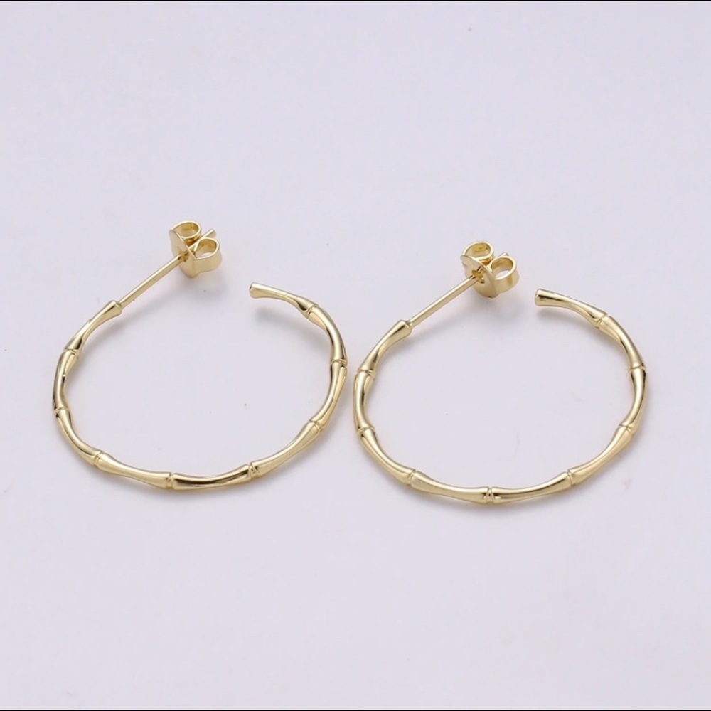 Gold Hoop earrings, 24k gold plate, sterling silver